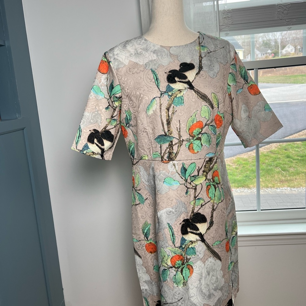 Vintage Inspired Floral Bird Print Dress